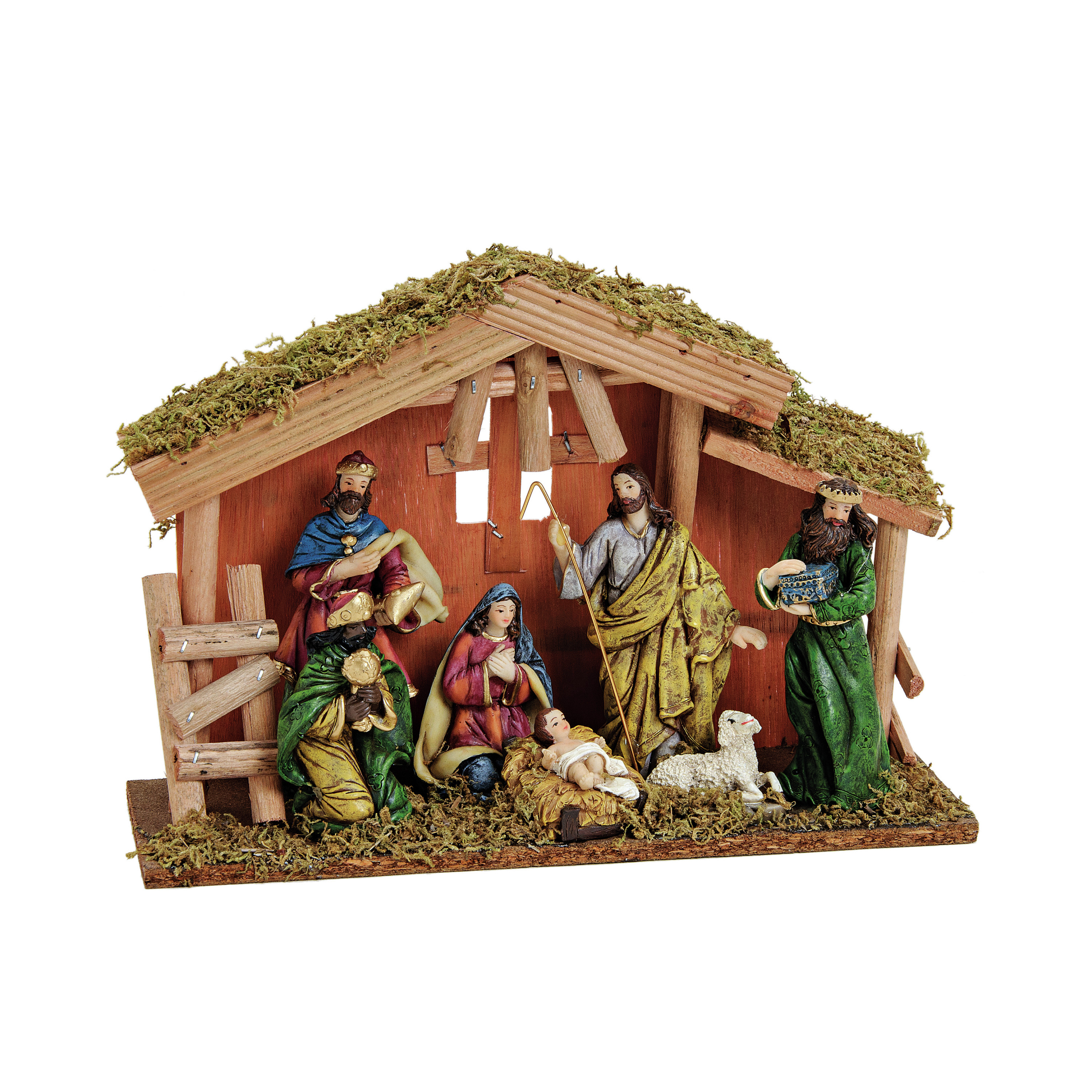 Complete kerststal - inclusief kerstbeelden - 30 x 21 x 10 cm - hout Top Merken Winkel